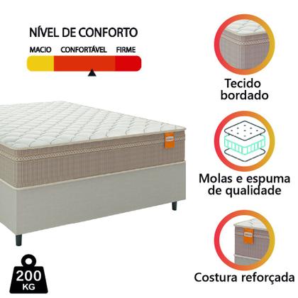 Cama Box Casal Colchão Molas Qatar 138x188x60cm Bege/Branco Inducol - Suporta Até 200 Kg Por Pessoa - CELUPLAS Imagem de Cama Box Casal Colchão Molas Qatar 138x188x60cm Bege/Branco Inducol - Suporta Até 200 Kg Por Pessoa
