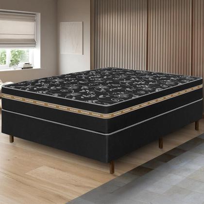 Imagem de Cama Box Casal Colchão Ortho Suport Espuma D33 Ortopédico Pillow Paparazzi 138x188x65cm