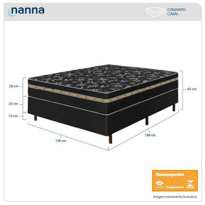 Imagem de Cama Box Casal Colchão Ortho Suport Espuma D33 Ortopédico Pillow Paparazzi 138x188x65cm
