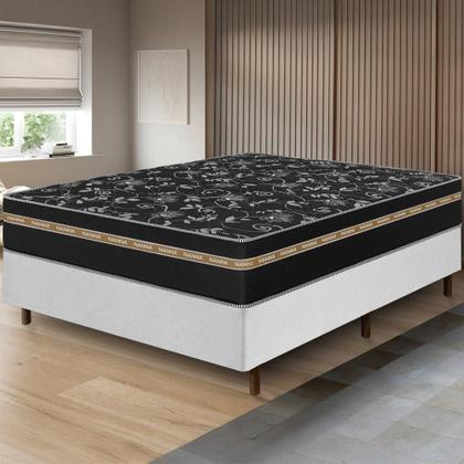 Imagem de Cama Box Casal Colchão Ortho Suport Espuma D33 Ortopédico Pillow Paparazzi 138x188x65cm