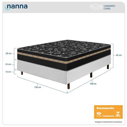 Imagem de Cama Box Casal Colchão Ortho Suport Espuma D33 Ortopédico Pillow Paparazzi 138x188x65cm