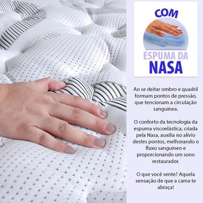 Imagem de Cama Box Casal Colchão Smart Spring Mola Ensacada e Pillow Top de Espuma Viscoelástico 138x188x61cm - BF Colchões