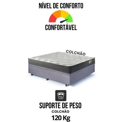 Imagem de Cama Box Casal com Baú Suede Cinza 138x188 com Colchão Adapto Molas Ensacadas Ecoflex