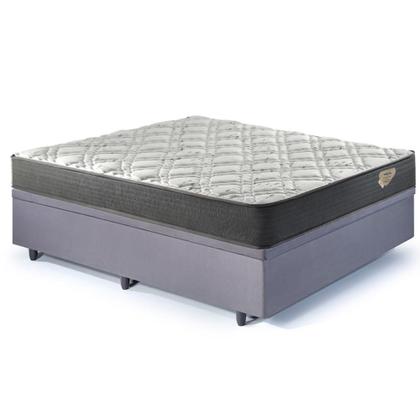 Imagem de Cama Box Casal com Baú Suede Cinza 138x188 com Colchão Adapto Molas Ensacadas Ecoflex