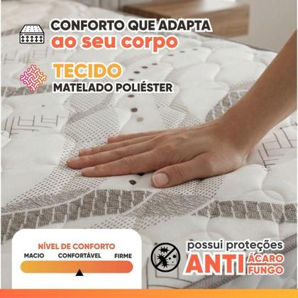 Imagem de Cama Box Casal Cristal Molas Ensacadas 138x188x61cm Bege