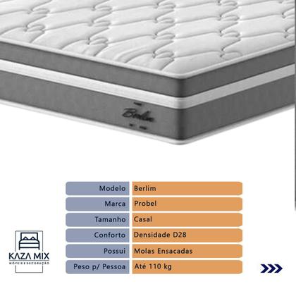 Imagem de Cama Box Casal e Colchão Molas Ensacadas Berlim Probel