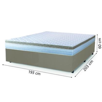 Imagem de Cama Box Casal King Colchão Com Molas Ensacadas 193x203x60cm Dunas Branco/Bege Hellen