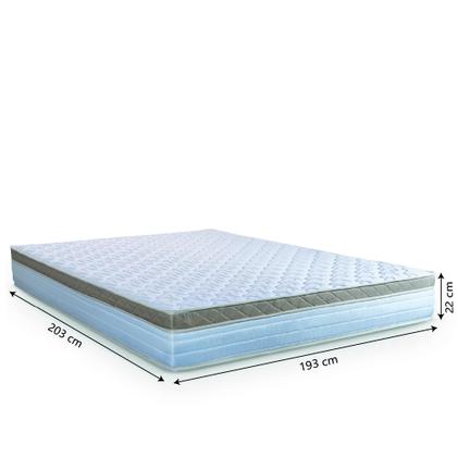 Imagem de Cama Box Casal King Colchão Com Molas Ensacadas 193x203x60cm Dunas Branco/Bege Hellen
