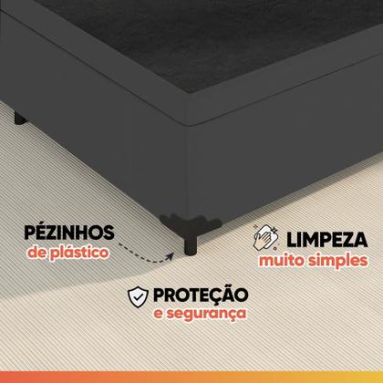 Imagem de Cama Box Casal King Gazin Colchão Molas Ensacadas Pillow Top Maximus 193x203x66cm Cinza/Preto
