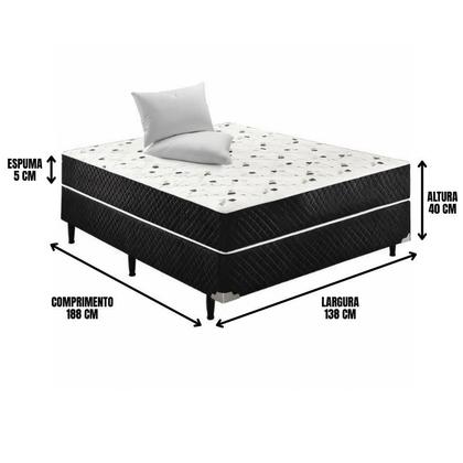 Imagem de Cama Box Casal Ortopédico Conjugada + 2 Travesseiros