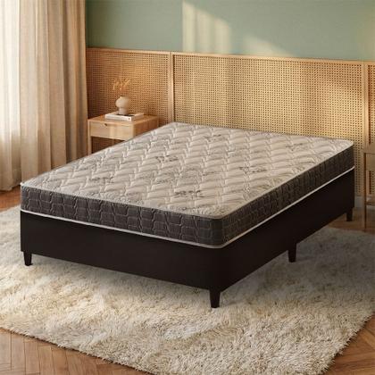 Imagem de Cama Box Casal Preto Colchão Espuma D33 Ortopédico Zidi San Francisco 138x188x54cm