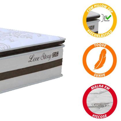 Imagem de Cama Box Casal Queen 1,58m Colchão Molas Pocket 30cm Love Story 158x198x68cm - Gazin