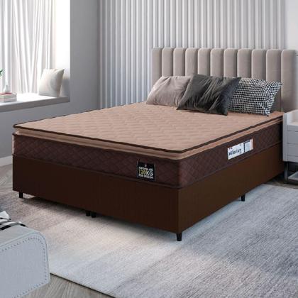 Imagem de Cama Box Casal Queen Colchão Espuma D33 Pillow Top Millenium 158x198x57cm Suede Marrom Hellen