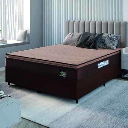 Cama Box Casal Queen Colchão Espuma D33 Pillow Top Millenium 158x198x57cm Suede Marrom Hellen Imagem de Cama Box Casal Queen Colchão Espuma D33 Pillow Top Millenium 158x198x57cm Suede Marrom Hellen