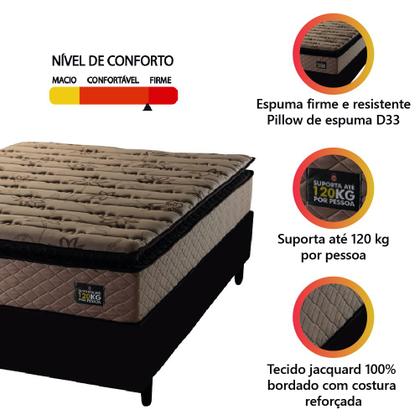 Imagem de Cama Box Casal Queen Colchão Espuma D33 Pillow Top Van Gogh 158x198x67cm Suede Marrom Hellen