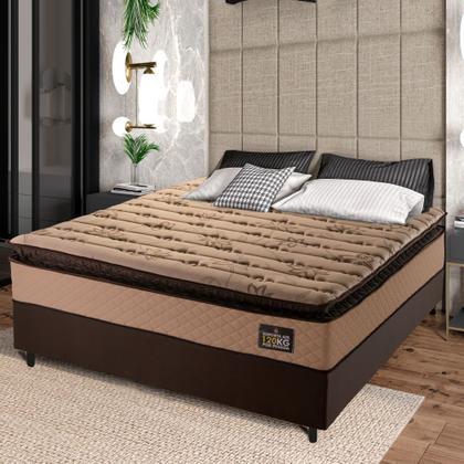 Imagem de Cama Box Casal Queen Colchão Espuma D33 Pillow Top Van Gogh 158x198x67cm Suede Marrom Hellen