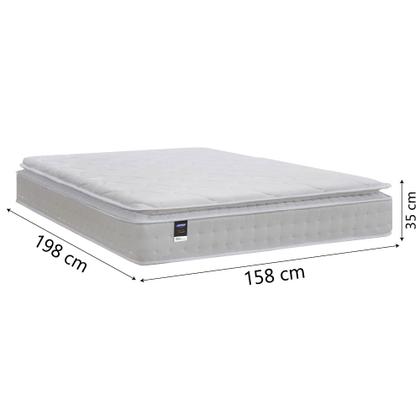 Imagem de Cama Box Casal Queen Colchão Molas Ensacadas Gazin Com Pillow Tower New 158x198x73cm Branco