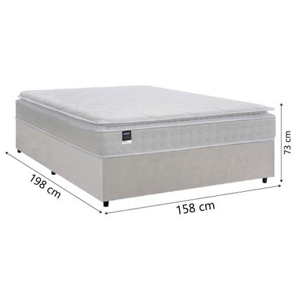 Imagem de Cama Box Casal Queen Colchão Molas Ensacadas Gazin Com Pillow Tower New 158x198x73cm Branco