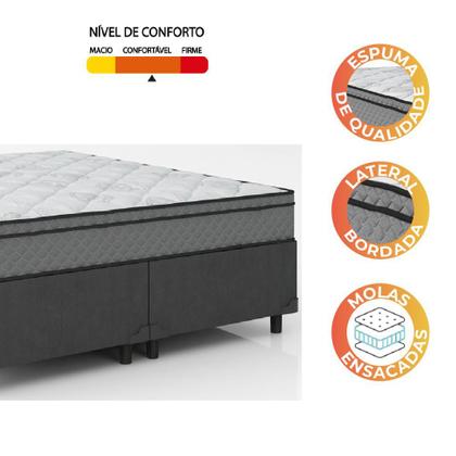 Cama Box Casal Queen Colchão Molas Ensacadas Mirage 158x198x62cm Cinza/Branco Umaflex Imagem de Cama Box Casal Queen Colchão Molas Ensacadas Mirage 158x198x62cm Cinza/Branco Umaflex