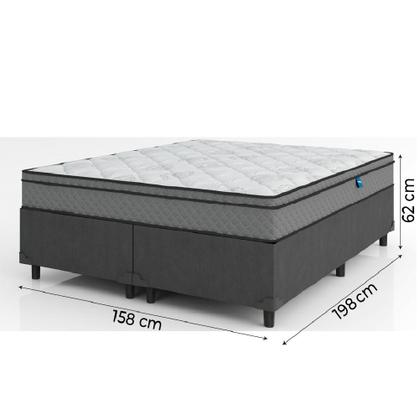 Cama Box Casal Queen Colchão Molas Ensacadas Mirage 158x198x62cm Cinza/Branco Umaflex Imagem de Cama Box Casal Queen Colchão Molas Ensacadas Mirage 158x198x62cm Cinza/Branco Umaflex