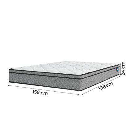 Imagem de Cama Box Casal Queen Colchão Molas Ensacadas Mirage 158x198x62cm Cinza/Branco Umaflex