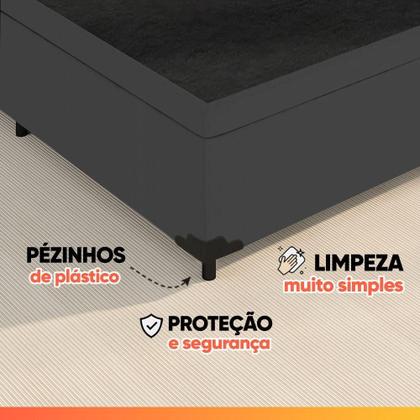 Imagem de Cama Box Casal Queen Colchão Molas Ensacadas Pillow Top Maximus 158x198x67cm Cinza/Preto Gazin Cinza/Branco