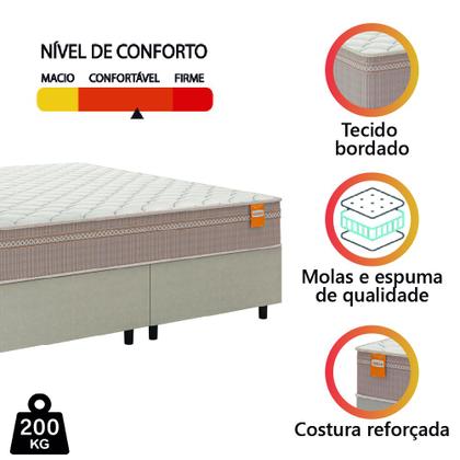 Cama Box Casal Queen Colchão Molas Qatar 158x198x60cm Bege/Branco Inducol - Suporta Até 200 Kg Por Pessoa - CELUPLAS Imagem de Cama Box Casal Queen Colchão Molas Qatar 158x198x60cm Bege/Branco Inducol - Suporta Até 200 Kg Por Pessoa