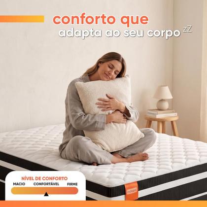 Imagem de Cama Box Casal Queen Colchão Molas Qatar 158x198x60cm Branco / Preto - Suporta até 200 Kg Por Pessoa