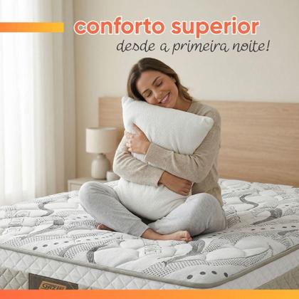 Imagem de Cama Box Casal Queen Cristal Molas Ensacadas 158x198x61cm Bege