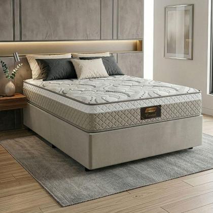 Imagem de Cama Box Casal Queen Cristal Molas Ensacadas 158x198x61cm Bege