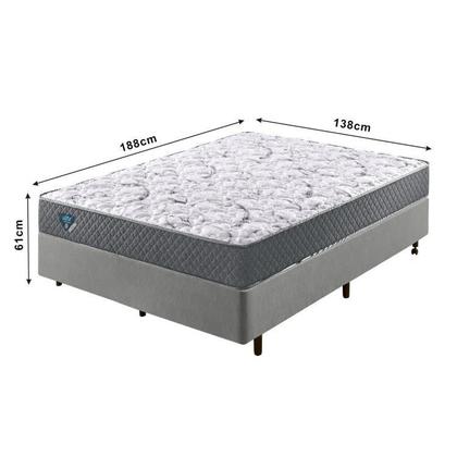 Imagem de Cama Box Casal Reforçado 138x188x38cm e Colchão Adapto Molas Ensacadas B&G