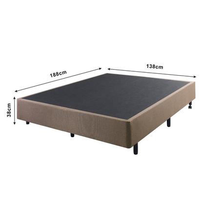 Imagem de Cama Box Casal Reforçado Linho 138x188x38cm e Colchão Adapto Molas Ensacadas Marrom