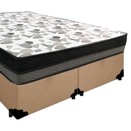 Imagem de Cama Box Casal Sintético Bipartido + Colchão Ortobom ISO Dupla Face 138x188x60