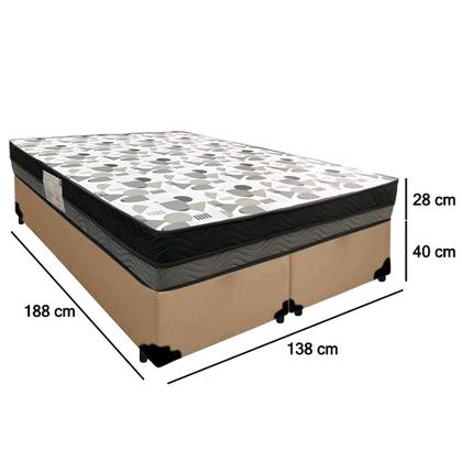 Imagem de Cama Box Casal Sintético Bipartido + Colchão Ortobom ISO Dupla Face 138x188x60