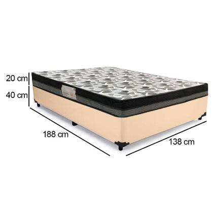 Imagem de Cama Box Casal Sintético + Colchão Ortobom Iso Dupla Face 60X138X188