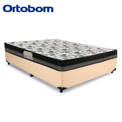 Imagem de Cama Box Casal Sintético + Colchão Ortobom Iso Dupla Face 60X138X188