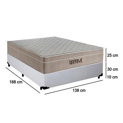 Imagem de Cama Box Casal Sintético Cremil + Colchão Molas Ensacadas Airprime 138x188x65cm Branco