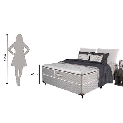 Imagem de Cama Box Casal Suede Cinza com Colchão D45 Pillow Top Probel