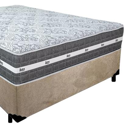 Imagem de Cama Box Casal Suede + Colchão Anjos Black Graphite Molas Ensacadas 138x188x64cm