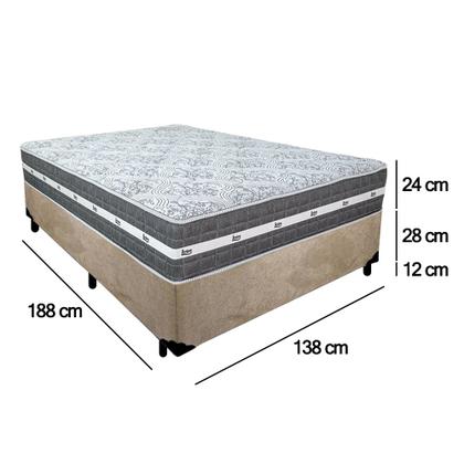 Imagem de Cama Box Casal Suede + Colchão Anjos Black Graphite Molas Ensacadas 138x188x64cm