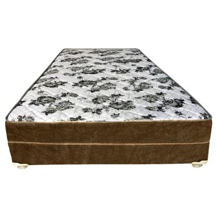 Imagem de Cama Box Casal Suede Marrom + Colchão Casal Suede Marrom Orto Molas Ensacada 138x188x55