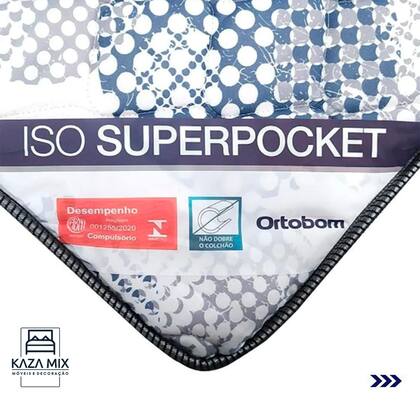 Imagem de Cama Box Cinza e Colchão ISO Superpocket Molas Ensacadas Queen Ortobom