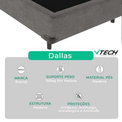 Imagem de Cama Box Cinza e Colchão Los Angeles Molas Ensacadas Viúvo V-Store 128x188x28