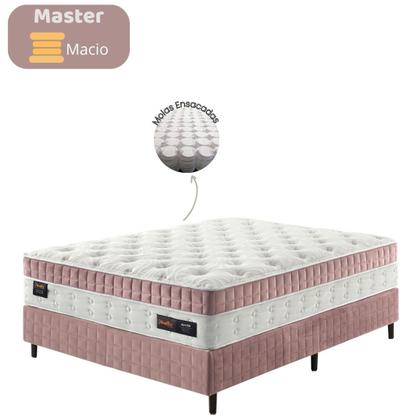 Imagem de Cama Box Colchão Casal com Molas Ensacadas Master 138x188x77cm Rosê