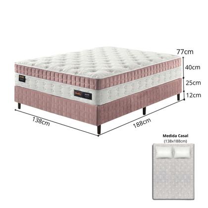 Imagem de Cama Box Colchão Casal com Molas Ensacadas Master 138x188x77cm Rosê