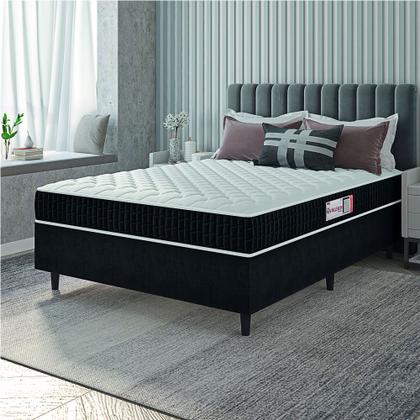Imagem de Cama Box Colchão Casal Espuma D33 New Millenium 138x188x57cm Preto / Branco Hellen - Suporta até 120kg por Pessoa