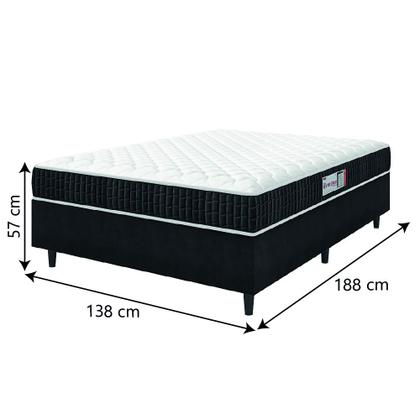 Imagem de Cama Box Colchão Casal Espuma D33 New Millenium 138x188x57cm Preto / Branco Hellen - Suporta até 120kg por Pessoa