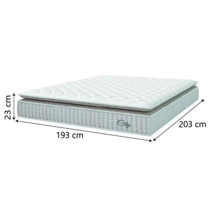 Cama Box Colchão Casal King Molas Ensacadas City Pillow Top 193x203x61cm Bege / Branco Hellen - Suporta até 110kg por Pessoa Imagem de Cama Box Colchão Casal King Molas Ensacadas City Pillow Top 193x203x61cm Bege / Branco Hellen - Suporta até 110kg por Pessoa