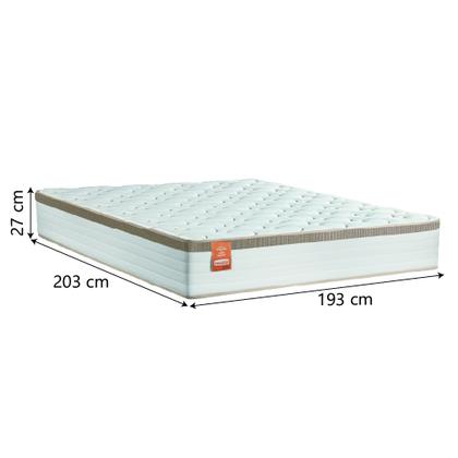 Imagem de Cama Box Colchão Casal King Molas Ensacadas Real 193x203x65cm Branco / Bege Linho Inducol - Suporta até 130kg por Pessoa