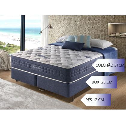 Imagem de Cama Box Colchão Casal King Size com Molas Ensacadas e Espuma Visco Gel Blue Sea Anjos
